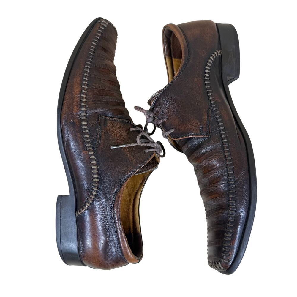 Pilpol Derby Shoes Men’s 7/40 Brown Leather Square Toe Business Formal Dress